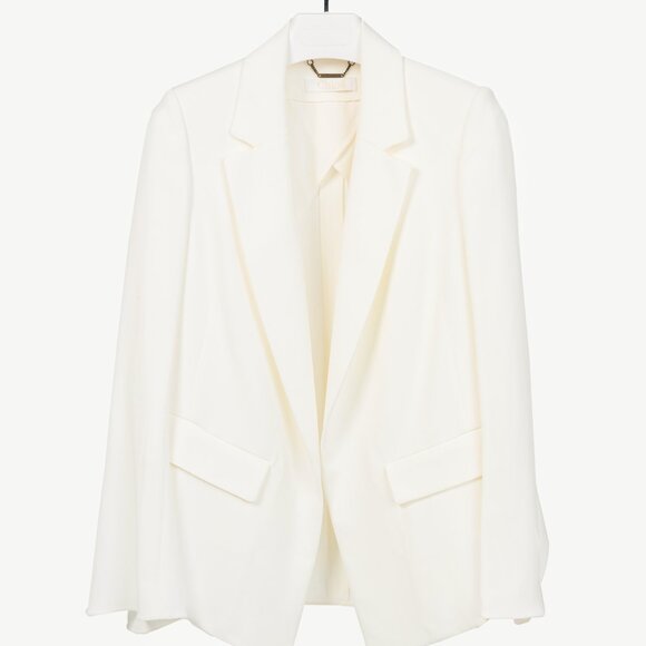 Chloe "Milk" Iconic Crepe Bell-Sleeve Open-Front Blazer - Picture 2 of 11